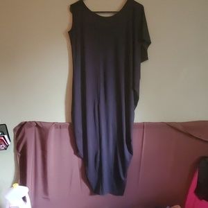 Long asymmetric dress.